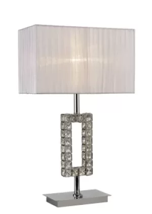 image of Florence Rectangle Table Lamp with White Shade 1 Light Polished Chrome, Crystal