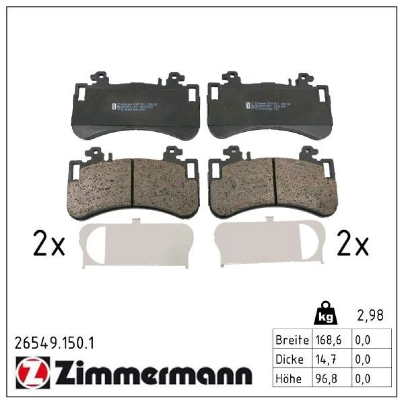 Image of ZIMMERMANN Brake pad set ZIMMERMANN 26549.150.1