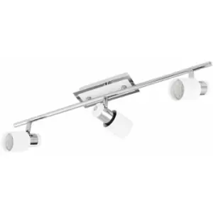 Image of Wall 3 Spot Light Colour Chrome Plated & White Steel Bulb GU10 3x5W Included