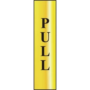 Image of ASEC Pull 200mm x 50mm Gold Self Adhesive Sign