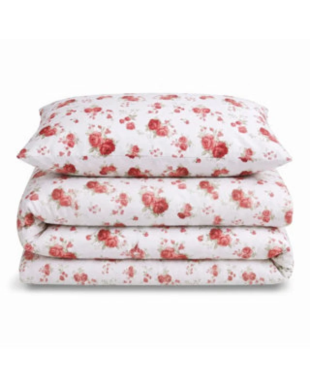 Image of Sweet Dreams Florelle Red Delicate Floral Printed Duvet Cover And Pillowcase Set Single