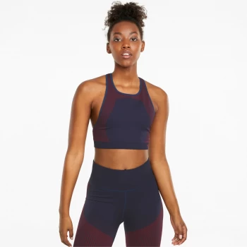 PUMA Long Line Seamless Womens Training Bra, Spellbound/Sunblaze, size Large, Clothing