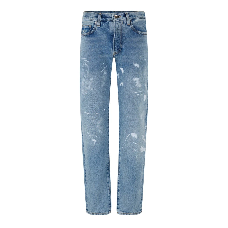 Image of Off White Mens Diagonal Slim Jeans Vint Blu male 30W R