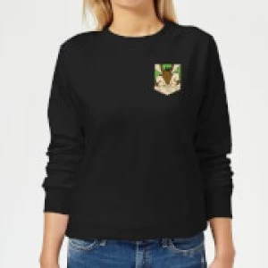 Image of Looney Tunes Wile E Coyote Face Faux Pocket Womens Sweatshirt - Black - XXL