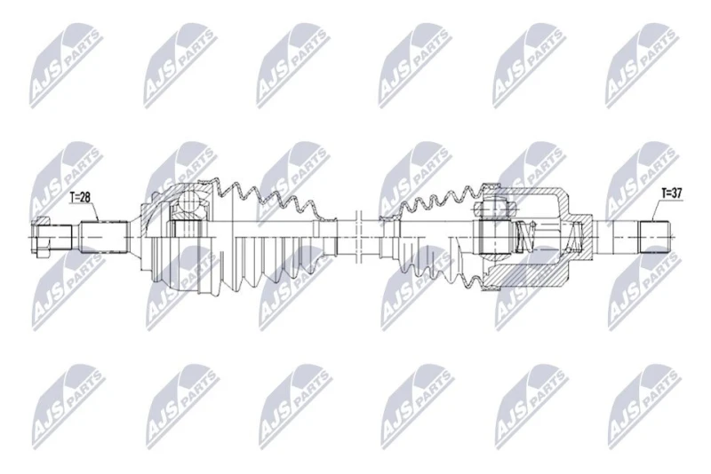 Image of NTY NPW-PE-129 Drive shaft Manual Transmission, Front Axle Left Drive Shaft (13)