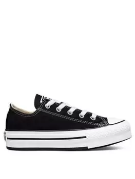 Image of Converse Chuck Taylor All Star Ox Childrens Girls Eva Lift Canvas Platform Trainers -Black/White, Size 1