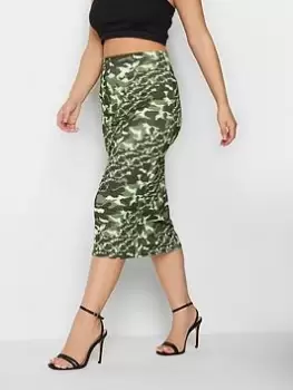 image of PixieGirl Petite Printed Midi Tube Skirt, Green, Size 12, Women