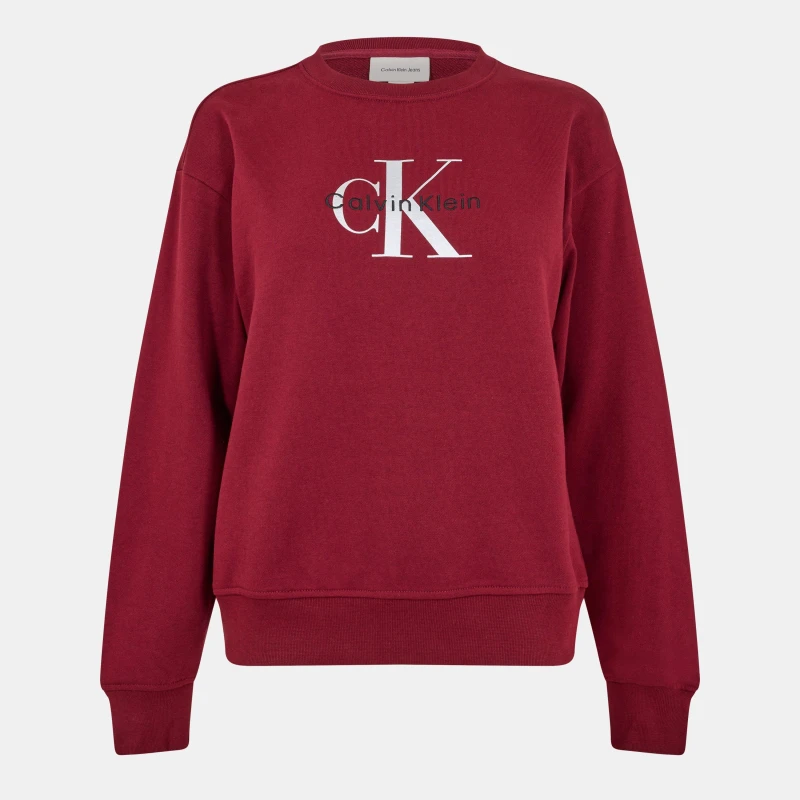 Image of Calvin Klein Jeans Womens Cotton Crew Sweatshirt Renaissance Red female 8 (XS)