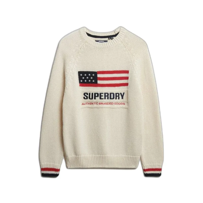 Image of Superdry Womens round neck sweater Superdry Americana Beige Female M