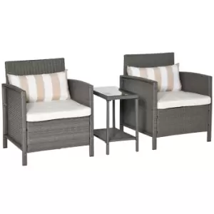 Image of Outsunny 3pc Outdoor Rattan Bistro Set - Light Grey