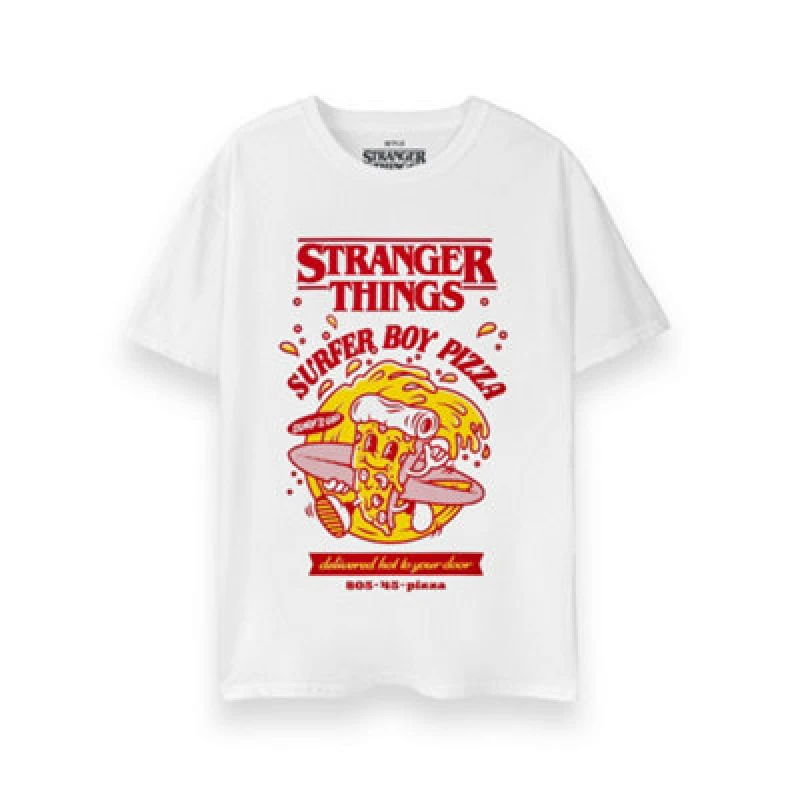 Image of Stranger Things Stranger Things Short Sleeved T-Shirt in White Size: Medium White M Unisex 5063203037209