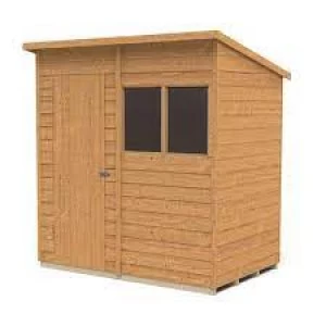 Image of Forest Garden 6 x 4ft Overlap Dip Treated Pent Gar den Shed Mixed Softwood