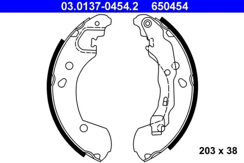 Image of ATE 03.0137-0454.2 Brake Shoes with lever Brake Shoe Set (70)