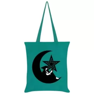 image of Grindstore Pentagram Witch Tote Bag (One Size) (Emerald Green/Black) - Emerald Green/Black