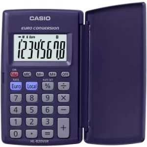Image of Casio HL-820VER 8 Digit Pocket Calculator With Euro Conversion HL-820V