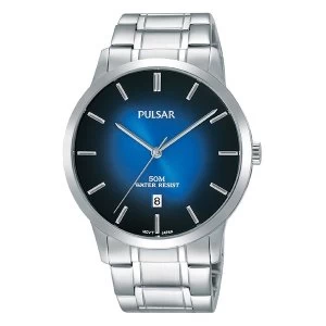 image of Pulsar PS9527X1 Mens Stainless Steel Bracelet Blue Dial 50M Watch