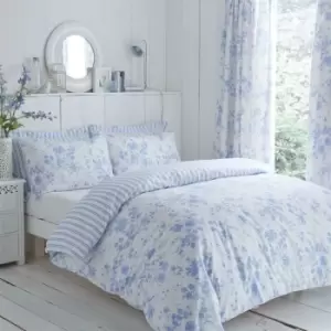 image of Amelie Blue Floral Duvet Cover Kind Sized Bedding Set - Blue - Charlotte Thomas