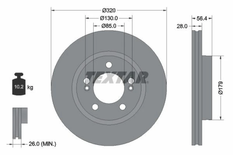 Image of Brake disc TEXTAR 92332803