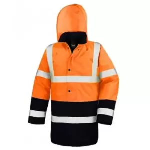Image of Result - Adults Unisex Core Motorway Two Tone Safety Jacket (xxl) (Fluorescent Orange/Black) - Fluorescent Orange/Black