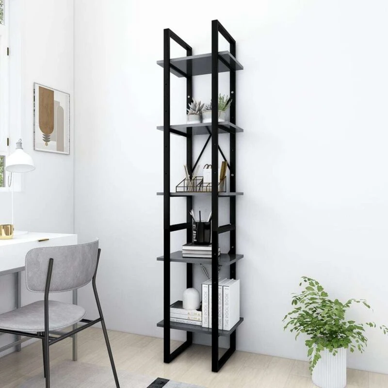 Image of VIDAXL Vidaxl - 5-Tier Book Cabinet Grey 40x30x175cm Engineered Wood 8720286649268