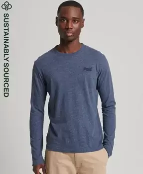 Image of Superdry Mens Organic Cotton Vintage Logo Embroidered Top Navy / Navy Marl/dark Grey - Size: L