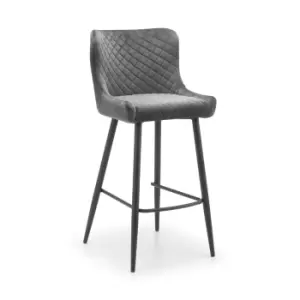 Julian Bowen Luxe Velvet Bar Stool Grey