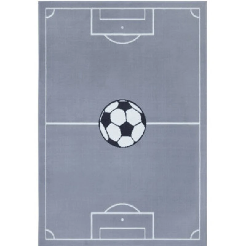 Image of The Rugs Short Pile Children Rug Runner Estadio Polypropylene Football Play Rug In Grey
