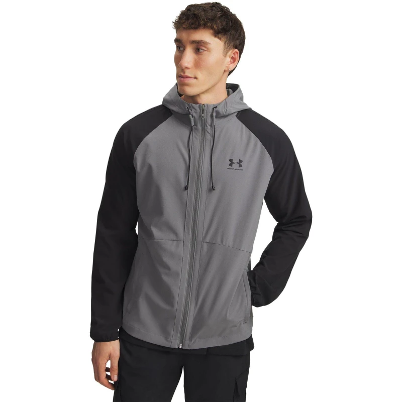 Image of Under Armour Mens Stretch Wind-Resistant Windbreaker Green/Black male S