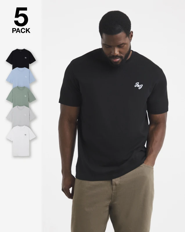 Image of jack & jones Jack & Jones Joseph 5 Pack T-Shirt Multi - JACK & JONES - Size: 5XL(62) Multi Male 5XL(62) JK62607
