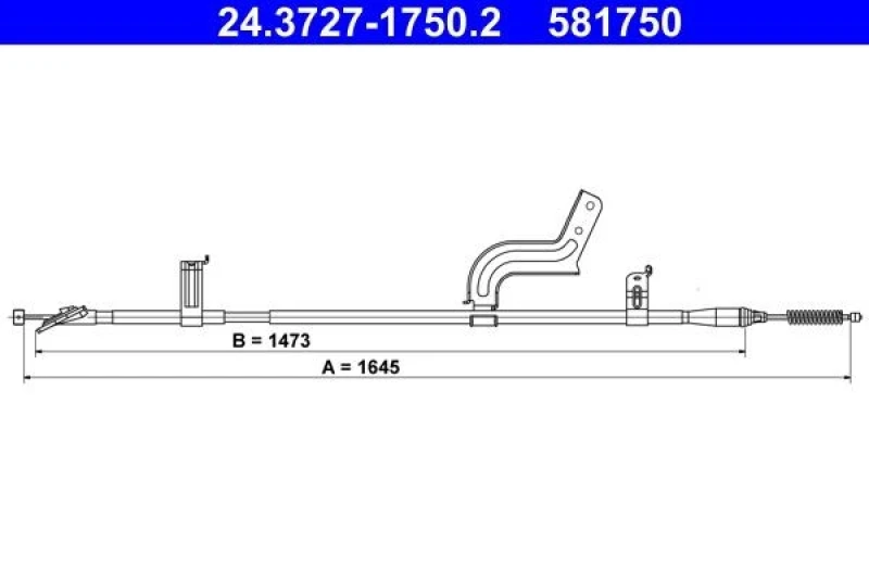 Image of ATE 24.3727-1750.2 Brake Cable 1645mm Cable,parking brake (124)