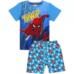 Image of Spider-Man Boys Thwamm Comic Cotton Short Pyjama Set (2-3 Years) (Blue)
