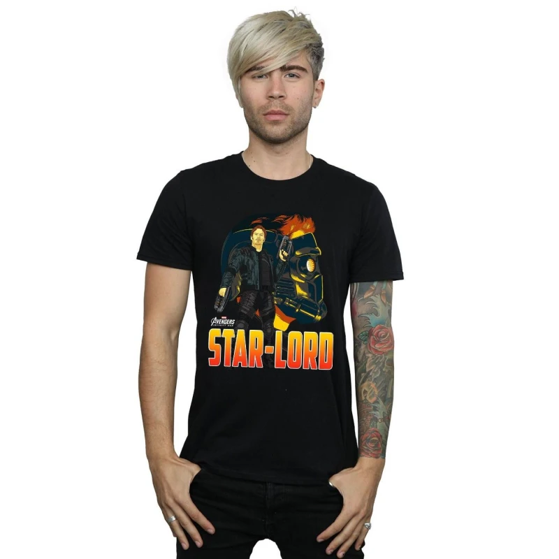 Image of Marvel Marvel Men Avengers Infinity War Star Lord Character T-Shirt in Black Size: Small Black S Male 5057736882955