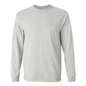 image of Gildan Mens Plain Crew Neck Ultra Cotton Long Sleeve T-Shirt (2XL) (Ash Grey)