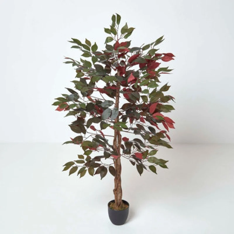Image of Homescapes Red and Green Artificial Capensia Tree with Real Wood Trunk, 4 Ft Red unisex