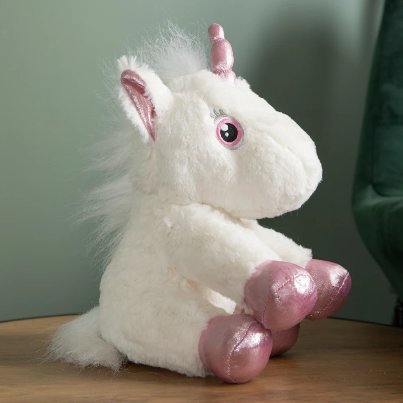 Image of 24cm Plush White Unicorn with Sparkly Pink Horn and Hooves