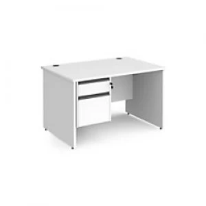 image of Dams International Straight Desk with White MFC Top and Graphite Frame Panel Legs and 2 Lockable Drawer Pedestal Contract 25 1200 x 800 x 725mm