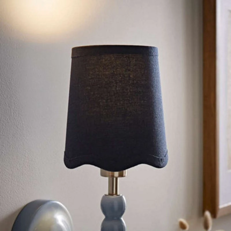 Image of ValueLights ValueLights Mabel Linen Mini 10cm Scallop Edge with Trim Ceiling Light Lamp Shade in Navy Navy One Size Unisex 5016529273592