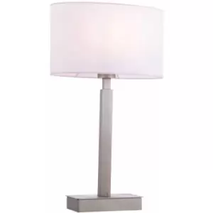 image of Loops - Table Lamp Matt Nickel & Vintage White Fabric 60W E27 usb Socket e10457