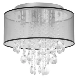 image of Homcom Modern Crystal Chandelier Flush Mount LED Ceiling Light For Bedroom