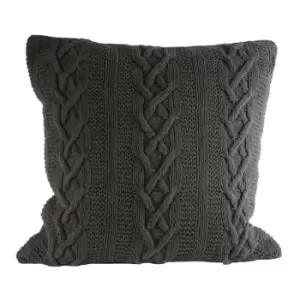 Image of Aran Cable Knit Cushion Charcoal / 55 x 55cm / Cover Only