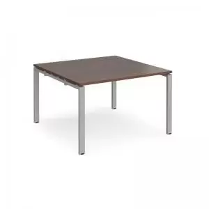 Image of Adapt square boardroom table 1200mm x 1200mm - silver frame and walnut