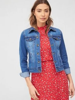 Image of Oasis Mid Wash Denim Jacket - Blue, Size 10, Women