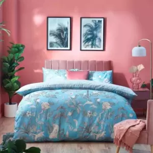 Image of Furn. Colony Palm Single Duvet Cover Set Cotton Pool Blue