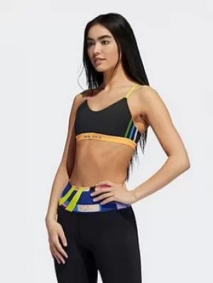 Image of adidas Love Unites All Me 3-stripes Graphic Bra, Black, Size L, Women