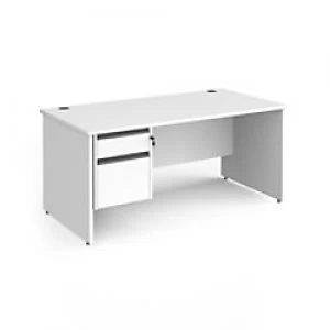 image of Dams International Straight Desk with White MFC Top and Graphite Frame Panel Legs and 2 Lockable Drawer Pedestal Contract 25 1600 x 800 x 725mm