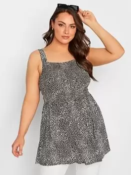 Image of Yours Animal Print Crinkle Vest Top - Black, Size 16, Women