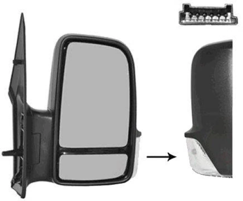 Image of VAN WEZEL 5862808 Wing mirror * HAGUS * Right, black, Short mirror arm, Rough Outside Mirror (50)