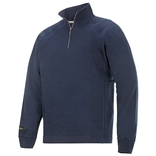 image of Snickers 2813 Mens 1/2 Zip Sweatshirt Black with MultiPockets 28139500008 Colour: Navy