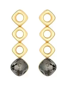 image of Jon Richard Jon Richard Gold Plated Polished And Jet Stone Drop Earrings