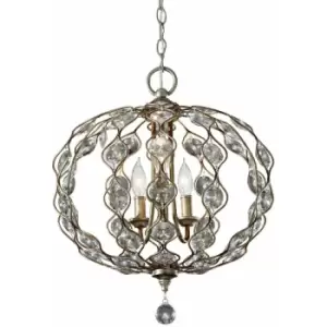 image of 3 Bulb Chandelier Hanging Pendant LIght Burnished Silver LED E14 60W Bulb